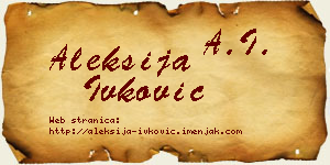 Aleksija Ivković vizit kartica